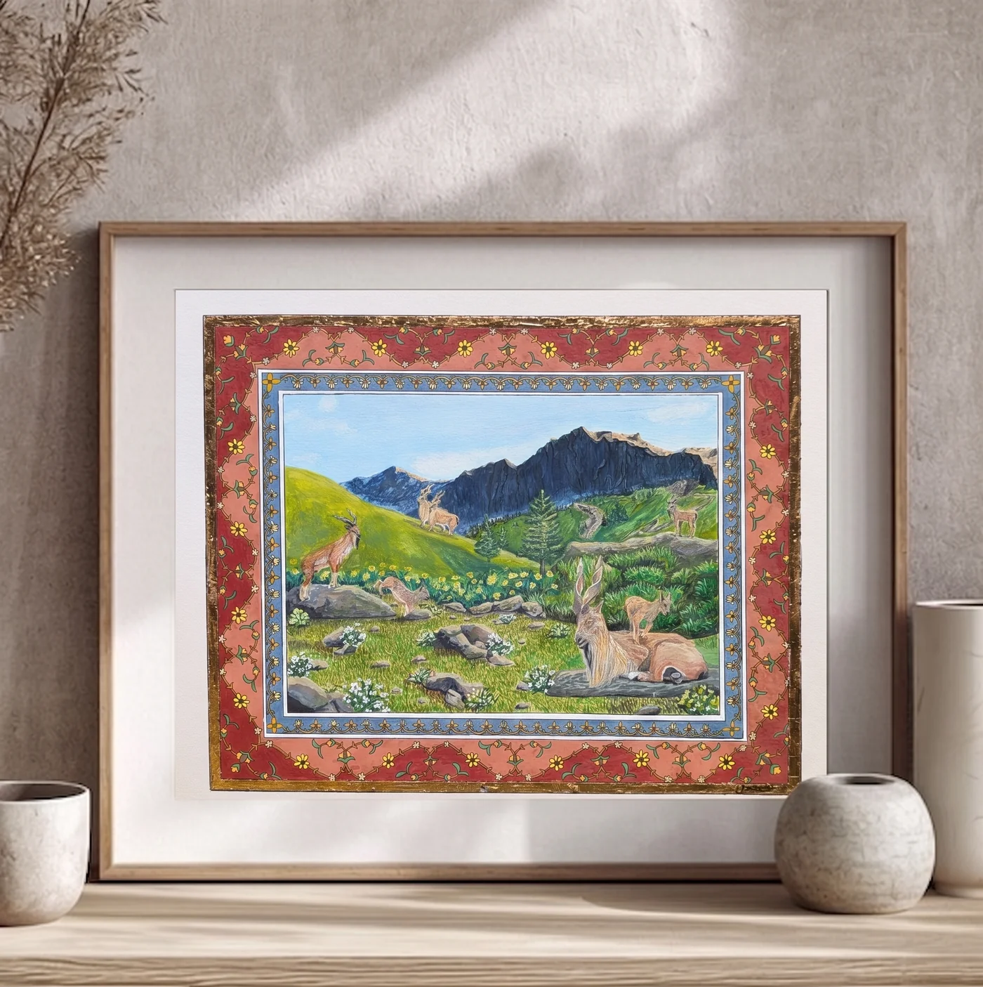 Handmade landscape painting The Wild of Hunza Valley in acrylics on canvas by FiziArt Studio